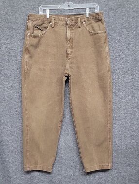 Land's End Mens Brown High-Waist Straight Leg Jeans (34 X 27)